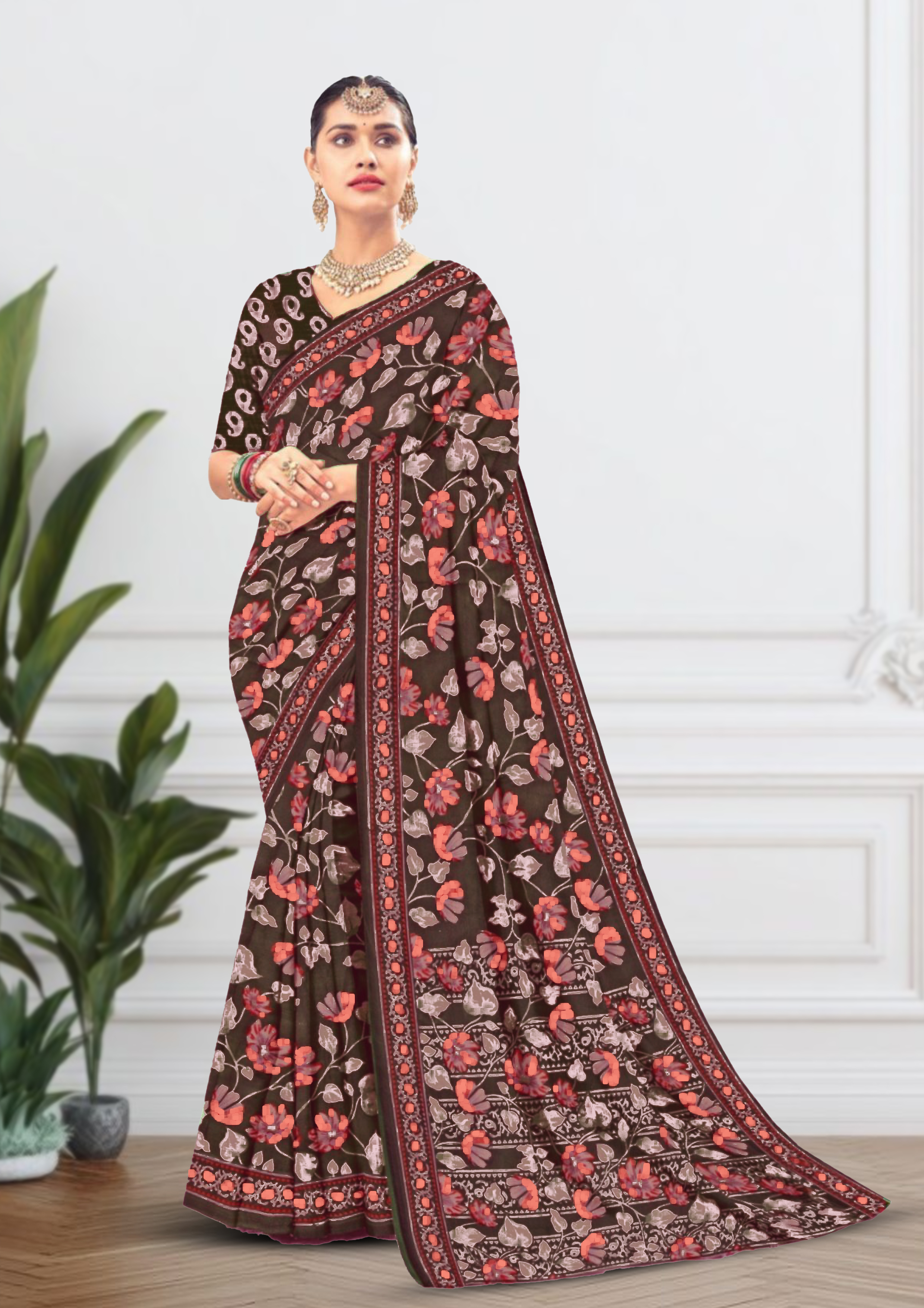 Cream Banarasi Silk Saree With Blouse Piece